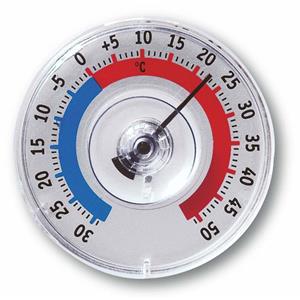 TFA Dostmann TFA Raam Thermometer - analoog - kunststof - transparant - 8 x 8 cm - binnen en buiten -