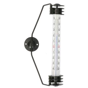 TFA Dostmann TFA Raam Thermometer - analoog - metaal - zwart - 20 cm - binnen en buiten -