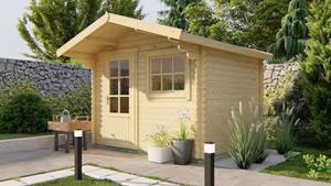 Van Kooten Tuin en Buitenleven Blokhut Bjorn 300x260 cm + luifel 80 cm - Red class wood geïmpregneerd