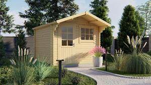 Van Kooten Tuin en Buitenleven Blokhut Bo 300x300 cm + luifel 70 cm - Red class wood geïmpregneerd