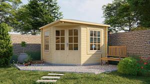 Van Kooten Tuin en Buitenleven Blokhut Emma - 302x302 cm - Grijs geïmpregneerd