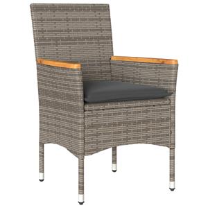vidaXL 5-delige Tuinset met kussens poly rattan en glas grijs