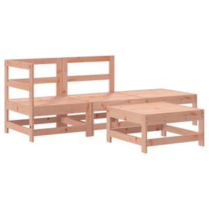 vidaXL 4-delige Loungeset met kussens massief douglashout