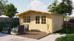 Van Kooten Tuin en Buitenleven Blokhut Hendrick 500x500 + luifel 70 cm - Red class wood geïmpregneerd