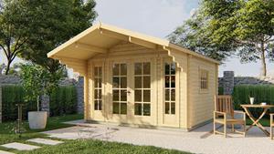 Van Kooten Tuin en Buitenleven Blokhut Inglund 380x320 cm + luifel 150 cm - Red class wood geïmpregneerd