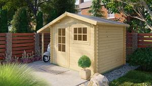 Van Kooten Tuin en Buitenleven Blokhut Lars 300x260 cm + zijluifel 120 cm - Grijs geïmpregneerd