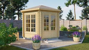 Van Kooten Tuin en Buitenleven Blokhut Nora 363x312 cm - Grijs geïmpregneerd