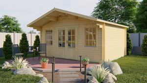 Van Kooten Tuin en Buitenleven Blokhut Viggo 500x400 cm + luifel 100 cm - Red class wood geïmpregneerd