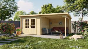 Van Kooten Tuin en Buitenleven Blokhut Chappo 300x300 cm + luifel 298 cm - Red class wood geïmpregneerd