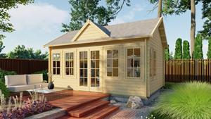 Van Kooten Tuin en Buitenleven Blokhut Clockhouse 550x400 cm - Red class wood geïmpregneerd