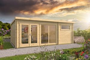 Van Kooten Tuin en Buitenleven Blokhut - Tuinhuis Flow 2.0 - 595x400 cm - vuren groen geïmpregneerd