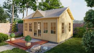 Van Kooten Tuin en Buitenleven Blokhut Clockhouse Trevor 70 mm 550x400 cm - Red class wood geïmpregneerd