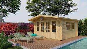 Van Kooten Tuin en Buitenleven Blokhut Derby 440x440 cm - Red class wood geïmpregneerd