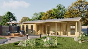 Van Kooten Tuin en Buitenleven Blokhut Letterkenny 70 mm 1120x595 cm - Red class wood geïmpregneerd
