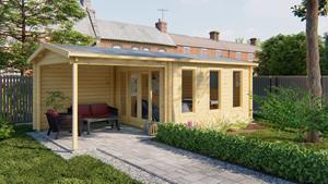 Van Kooten Tuin en Buitenleven Blokhut Skeg 420x340 cm + zijluifel 280 cm