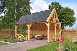 Van Kooten Tuin en Buitenleven Kapschuur Billund XL Type 4 Red Class Wood 600x460 cm - geïmpregneerd