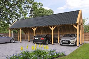 Van Kooten Tuin en Buitenleven Kapschuur Billund XL Type 9 Red Class Wood 1186x460 cm - geïmpregneerd