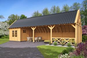 Van Kooten Tuin en Buitenleven Kapschuur Billund XL Type 11 Red Class Wood 1186x460 cm - geïmpregneerd
