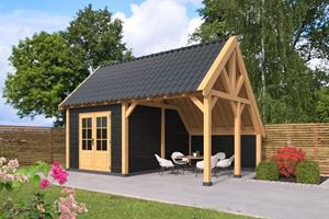 Van Kooten Tuin en Buitenleven Kapschuur Billund XL Type 3 Red Class Wood 600x460 cm - zwart gespoten
