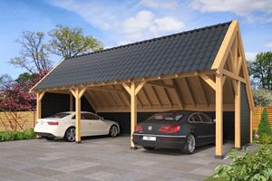 Van Kooten Tuin en Buitenleven Kapschuur Billund XL Type 6 Red Class Wood 893x460 cm - zwart gespoten