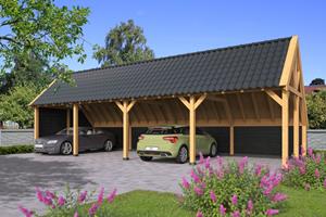 Van Kooten Tuin en Buitenleven Kapschuur Billund XL Type 10 Red Class Wood 1186x460 cm - zwart gespoten