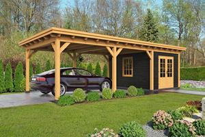 Van Kooten Tuin en Buitenleven Overkapping plat dak Red Class Wood Odense type 7 XL 793x378 cm - zwarte wanden