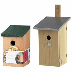Merkloos Nestkastjes/vogelshuisjes set van 2x stuks voor tuinvogels -