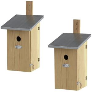 Best for Birds 2x Houten vogelhuisjes/nesthuisjes cm met kijkluik -