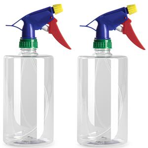 PlasticForte Plantenspuit met een inhoud van 750 ml - 2x - transparant - verstuiver kop - 23 cm - kunststof -