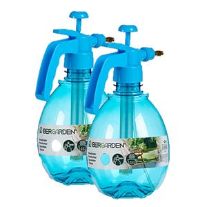 IBERGARDEN 2x stuks kunststof drukspuit/plantensproeier blauw 1,5 -