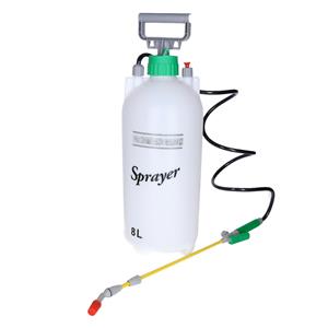 Merkloos Drukspuit - 8 liter - met pomp - kunststof - wit/groen - plantenspuit/druksproeier - 18 x 18 x 56 cm -