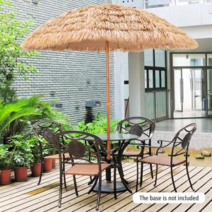 Costway Stroparaplul Hawaiiaanse Stijl Parasol met 8 Metalen Stutten Tuinparasol Marktparasol Terrasparasol Natuur