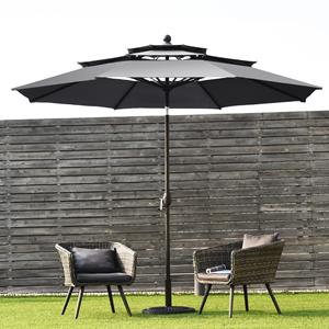 Costway Windbestendig Stabiel Parasol 300 cm Tuinparasol met Zwengel Knikbaar Aluminium Terrasparasol Geventileerd UV-Bescherming Zonwering