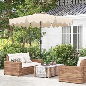 Costway 270 cm Parasol Tuinparasol met Zwengel en Volant aan Beide Zijden 25° Knikbaar Terrasparasol met 8 Ribben Marktscherm voor Tuin Balkon