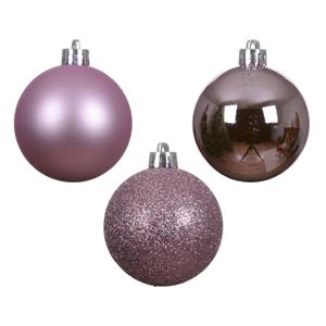 Decoris Mini kerstballen - 14x st - lila paars - D3 cm - kunststof -