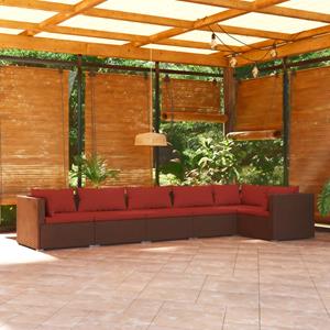 VidaXL 6-delige Loungeset met kussens poly rattan bruin