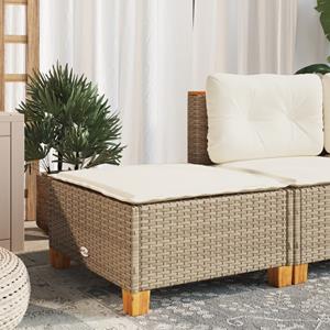 VidaXL Tuinkruk met kussen 63,5x56x32 cm poly rattan beige