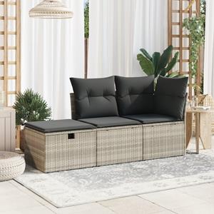 VidaXL Tuinkruk met kussen 55x55x37 cm poly rattan lichtgrijs