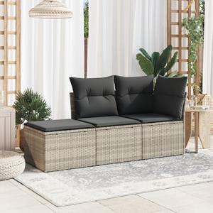 VidaXL Tuinkruk met kussen 55x55x37 cm poly rattan lichtgrijs
