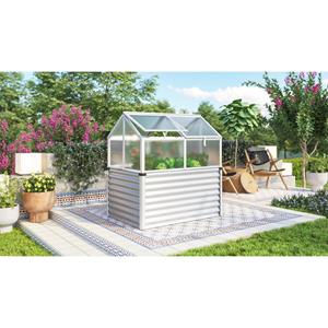 Vitavia Verhoogde Kweekbak/serre  Jordi Geanodiseerde Aluminium Profielen - Polycarbonaat - Zwart 126,7x89x134,5 Cm