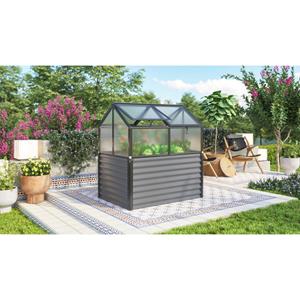 Vitavia Verhoogde Kweekbak/serre  Jordi Zwarte Aluminium Profielen - Polycarbonaat - Zwart 126,7x89x134,5 Cm