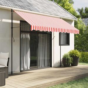 vidaXL Vervangingsdoek voor luifel gestreept 3x2,5 m rood en wit