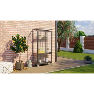 Vitavia Balkonkas Polis 350 Zwart Aluminium Met Polycarbonaat Beglazing 4mm + Basis Op Wieltjes 81x43x156/166cm