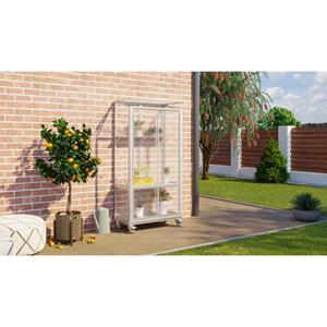 Vitavia Balkonkas Polis 350 Geanodiseerd Aluminium Met Beglazing Van Polycarbonaat 4mm + Basis Op Wieltjes 81x43x156/166cm