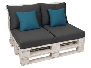 Go-de textil Palletkussenset (Antraciet/blauw)