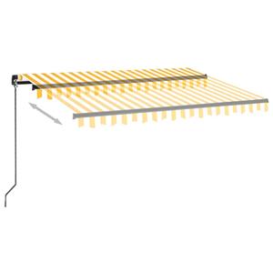 vidaXL Luifel handmatig uittrekbaar met LED 350x250 cm geel en wit