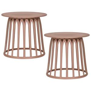 Woood Boy Bijzettafel - Kunststof - Zalm Roze - Set van 2