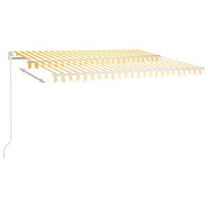 vidaXL Luifel handmatig uittrekbaar met LED 450x350 cm geel en wit
