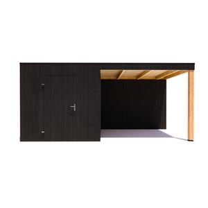 Tuinvoordeel tuinhuis Kubix Vuren ZWART 250 x 300 + 300 cm overkapping