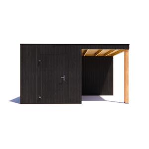 Tuinvoordeel tuinhuis Kubix Vuren ZWART 250 x 250 + 200 cm overkapping